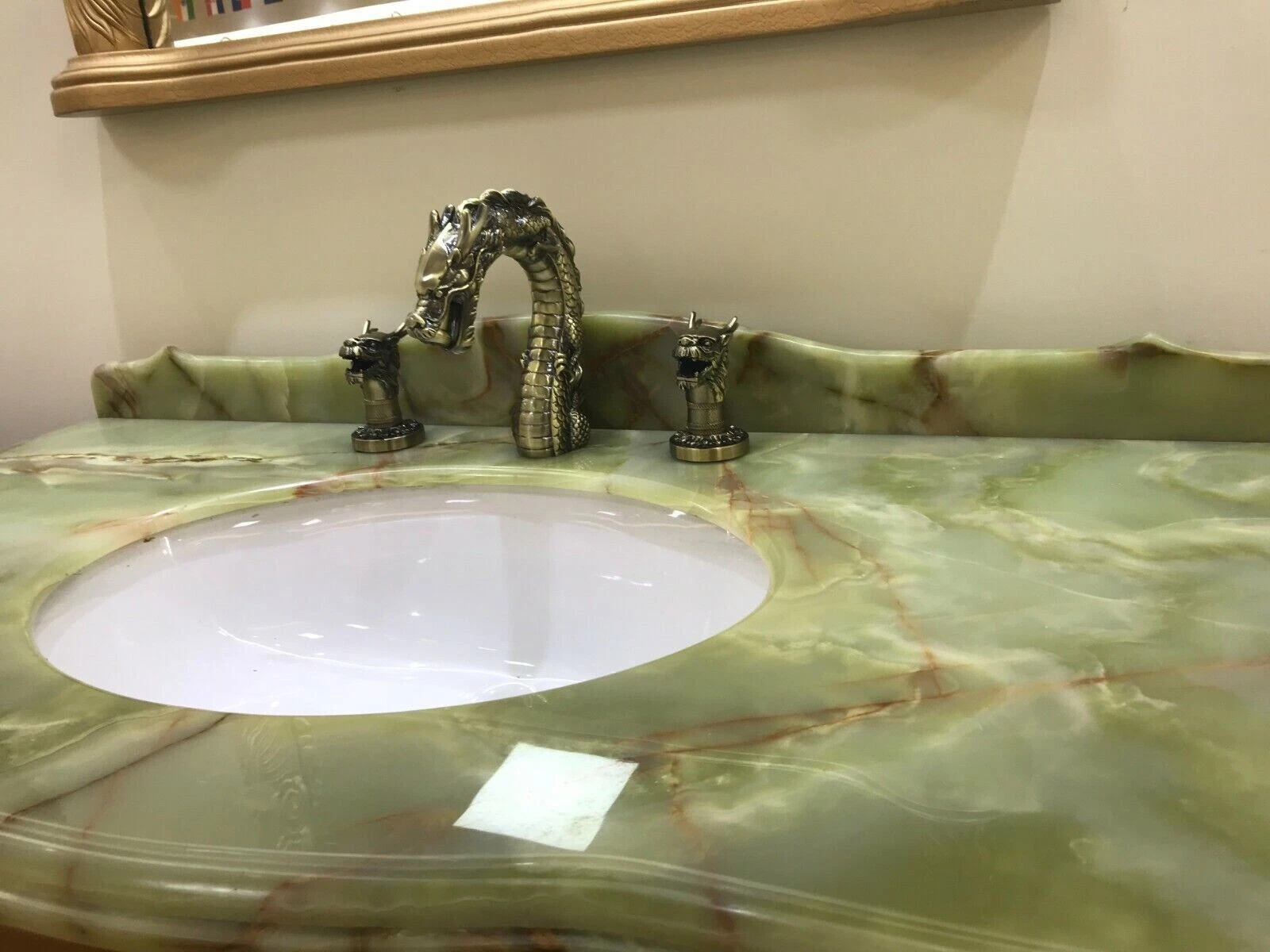 Antique brass widespread bathroom luxury Unique dragon lavatory sink Fau... - $17,841.28 MXN