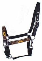 Western Saddle Horse Black Nylon Halter w /Hand Painted Sunflower Design... - £13.42 GBP