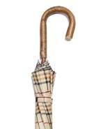 Umbrella Tartan Tan design Natural Ash wood shaft, full bark crook handl... - $1,681.75 MXN