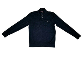 Ted Baker Half Button Mock Neck Knit Navy Red Undertone Sweater Size 3 M... - $15.68