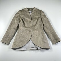 ALGO Jacket Womens XS Beige Textured Wool Silk Blend Evening Formal 3 Button - £59.96 GBP