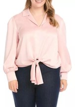 New Karen Kane Pink Stin Tie Front Career Blouse Size 2X Women $188 - £59.85 GBP