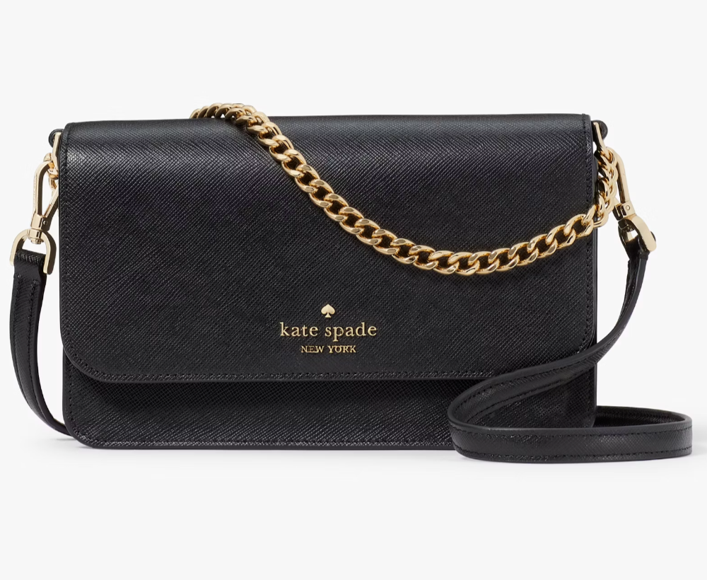 NWB Kate Spade Madison Flap Crossbody Black Leather Purse KC586 $299 Gift Bag FS