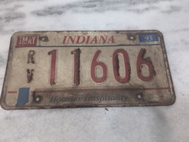 Vintage 1993 Indiana &quot;Hoosier Hospitality&quot; RV License Plate 11606 Expired - £7.79 GBP