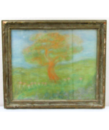 Antique Pastel &quot;Orange Tree in Landscape&quot; on 8-Ply Ragboard by N.D. Back... - $246.51