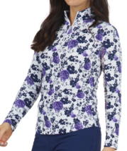 NWT Ladies IBKUL XENIA NAVY BLUE PLUM Long Sleeve Mock Golf Shirt S M L XL XXL image 2