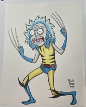 Original Art Wolverine-Rick Mashup Rick &amp; Morty Original Drawing By Frank Forte - £51.76 GBP