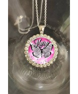 Pretty Butterfly Necklace w/ bling rhinestones personalized w/name u cho... - £13.29 GBP+