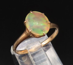 14K GOLD - Vintage Minimalist Prong Set Oval Fire Opal Ring Sz 7 - GR527 - £173.14 GBP