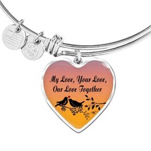 My Love Your Love Our Love Together Heart Stainless Steel or 18k Gold Bracelet  - £37.92 GBP+