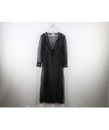 Vintage 80s 90s Womens Medium Sheer Lace Flower Chiffon Night Gown Black... - $49.45