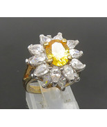 EDCO 925 Silver - Vintage Yellow &amp; White Cubic Zirconia Ring Sz 6.5 - RG... - $981.10 MXN