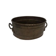 Vintage Copper? Brass? Planter Pot Oval With Handles, MCM, 6.75&quot; x 5, India - £7.28 GBP