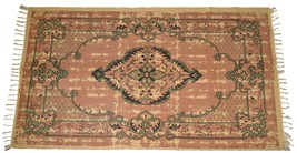 Jute Rug Block Print Hand Knotted Antique Style Eco Friendly 180cm x 120cm 6ft - £73.02 GBP