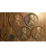 1918 1920 1926 1927D 1939 LOT OF 5 USA LINCOLN WHEAT ONE CENT PENNY COINS - $4.80