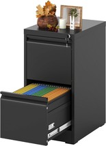 Vertical File Cabinet With Drawers, 2 Drawer File Cabinet For Home, Black - £96.21 GBP