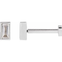 14K White Gold .07 CT Natural Diamond Press Fit Back Stud Earring - £187.28 GBP