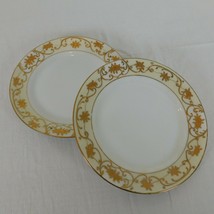 Lot 2 Antique Nippon Spoke Mark Hand Paint Bread Butter Plate Gold White... - $19.35