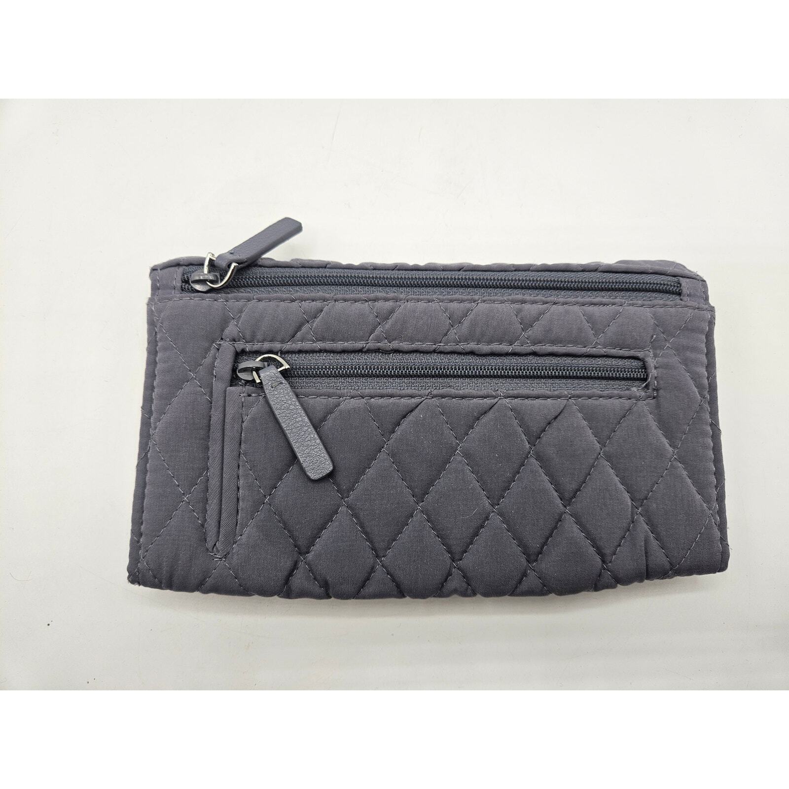 Vera Bradley Women's Gray Bi Fold Wallet Quileted Card Slots Zipper Pouch Item image 6