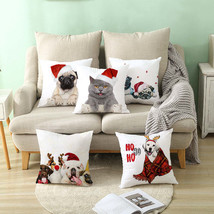 Pet Printing Christmas Peach Skin Fabric Pillow Cover - $5.12