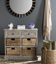 Shelving Unit With Whitewashed Wicker Baskets From The Safavieh American Homes - £190.98 GBP