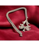 REED &amp; BARTON Pewter Christmas Tree Pendant 24in Necklace Pouch and Box ... - $31.47