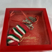 Gorham Pewter Christmas Ornament Mouse in Christmas Stocking 4" - $14.84