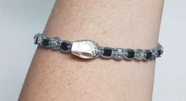 Skull  Beaded Hemp Anklet or Bracelet    Handmade Jewelry - £11.05 GBP