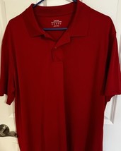Mens Polo Lands&#39; End Outfitters XL Red Collar Short Sleeve 100 Polyester - £8.95 GBP