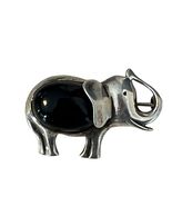 Vintage Mexico Sterling Silver Elephant Brooch Black Onyx Inlay - $25.20