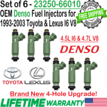 NEW OEM x6 DENSO 4Hole Upgrade Fuel injectors for 1993-03 Toyota Land Cruiser I6 - $356.39