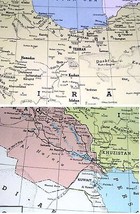 1950 Original Vintage Map Of Iran Iraq / Verso Turkey Syria Armenia - £13.21 GBP