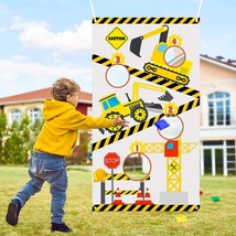 Construction Truck Toss Game Banner With 4 Bean Bags, Excavator Theme Party Game - £20.55 GBP