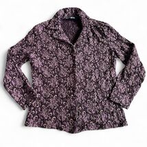 Vintage Bisou Bisou Women’s Blouse Sz S Floral Crinkly Longsleeve Y2K Bo... - $19.75