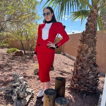 Vtg Louis Feraud Cabale Cachet Wüste Palmen Rotes Kleid Damen Größe 4 Ge... - $110.43