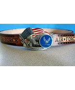 United States AIR FORCE Genuine Leather Belt &amp; US AIR FORCE Epoxy Belt B... - $38.56
