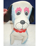 Vintage Blue &amp; White Check Cotton Droopy Eared Plush Toy Dog - £3.92 GBP