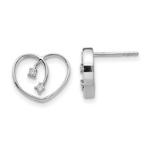 White Ice Silver  Diamond Heart Post Earrings QW158 - $103.51