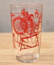 Vintage Juice Glass Swanky Swig Kraft Jelly Red Acl Spinning Wheel &amp; Bellows - £6.11 GBP