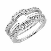 14K White Gold Plated 0.50Ct Lab-Created Moissanite Solitaire Ring Enhancer Wrap - £81.43 GBP
