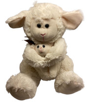 Goffa International White Cream Lamb Sheep Mom Baby stuffed plush 14" - $19.69