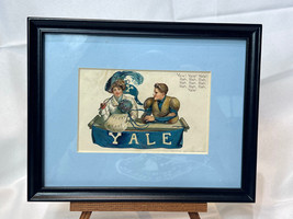 Antique 1907 Yale Football Matted And Framed Embossed Postcard Yale Rah Rah Rah - £23.64 GBP