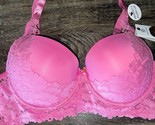 Daisy Fuentes ~ Womens Long Line Bra Push Up Pink Underwire Lace ~ 40C - $22.02