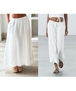 $89 NWT ZARA 100% LINEN MIDI SKIRT ZW COLLECTION / SIDE POCKETS~ XL - $89.99