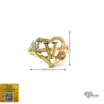 10K Gold Three Tone Heart V Ring - £82.55 GBP