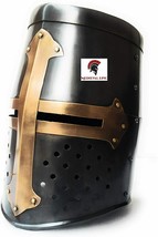 Medieval Epic Black Great Helmet Medieval Templar Helmet Cosplay Costume - £143.57 GBP