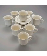 Mikasa French Countryside Teacup &amp; Saucer 8 Sets white stoneware F9000 M... - $43.99