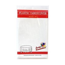 Plastic Round TableCovers 84&quot; - 15 Colors Color: White - $5.46