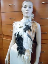 Scarf Long Felted Wool Chiffon Silk Summer Handmade In Europe Holiday Gift Ideas - £145.78 GBP