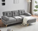 Sectional Sofa With Right Chaise Louge, 83&quot; Modern L Shaped Velvet Couch... - £942.73 GBP